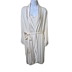 Faceplant Dreams Bamboo Kimono Robe Gown Set‎ Ivory Sleep Lounge Large/X-Large